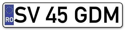 Placuta inmatriculare numar auto  SV-45-GDM, SV 45 GDM, SV45GDM