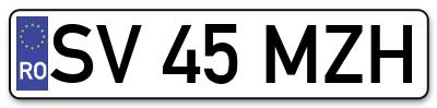 Placuta inmatriculare numar auto  SV-45-MZH, SV 45 MZH, SV45MZH