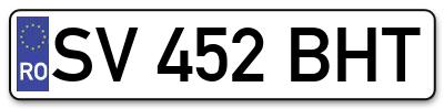 Placuta inmatriculare numar auto  SV-452-BHT, SV 452 BHT, SV452BHT