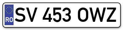 Placuta inmatriculare numar auto  SV-453-OWZ, SV 453 OWZ, SV453OWZ