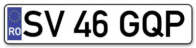 Placuta inmatriculare numar auto  SV-46-GQP, SV 46 GQP, SV46GQP
