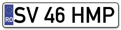 Placuta inmatriculare numar auto  SV-46-HMP, SV 46 HMP, SV46HMP