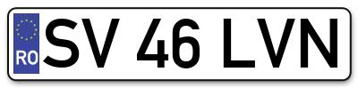 Placuta inmatriculare numar auto  SV-46-LVN, SV 46 LVN, SV46LVN