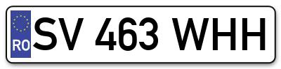 Placuta inmatriculare numar auto  SV-463-WHH, SV 463 WHH, SV463WHH