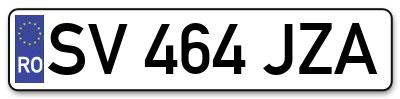 Placuta inmatriculare numar auto  SV-464-JZA, SV 464 JZA, SV464JZA