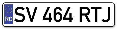 Placuta inmatriculare numar auto  SV-464-RTJ, SV 464 RTJ, SV464RTJ