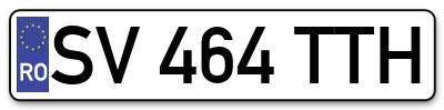 Placuta inmatriculare numar auto  SV-464-TTH, SV 464 TTH, SV464TTH