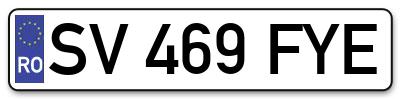 Placuta inmatriculare numar auto  SV-469-FYE, SV 469 FYE, SV469FYE