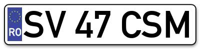 Placuta inmatriculare numar auto  SV-47-CSM, SV 47 CSM, SV47CSM