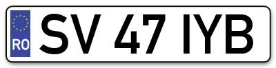 Placuta inmatriculare numar auto  SV-47-IYB, SV 47 IYB, SV47IYB