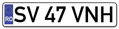 Placuta inmatriculare numar auto  SV-47-VNH, SV 47 VNH, SV47VNH