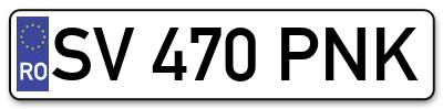 Placuta inmatriculare numar auto  SV-470-PNK, SV 470 PNK, SV470PNK