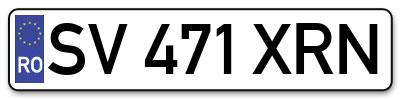 Placuta inmatriculare numar auto  SV-471-XRN, SV 471 XRN, SV471XRN