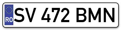 Placuta inmatriculare numar auto  SV-472-BMN, SV 472 BMN, SV472BMN