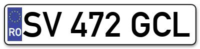 Placuta inmatriculare numar auto  SV-472-GCL, SV 472 GCL, SV472GCL