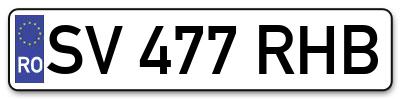 Placuta inmatriculare numar auto  SV-477-RHB, SV 477 RHB, SV477RHB