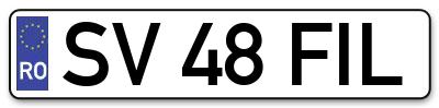 Placuta inmatriculare numar auto  SV-48-FIL, SV 48 FIL, SV48FIL