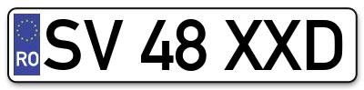 Placuta inmatriculare numar auto  SV-48-XXD, SV 48 XXD, SV48XXD