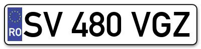 Placuta inmatriculare numar auto  SV-480-VGZ, SV 480 VGZ, SV480VGZ