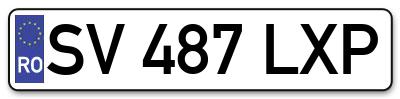 Placuta inmatriculare numar auto  SV-487-LXP, SV 487 LXP, SV487LXP