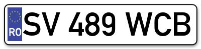 Placuta inmatriculare numar auto  SV-489-WCB, SV 489 WCB, SV489WCB