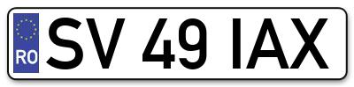 Placuta inmatriculare numar auto  SV-49-IAX, SV 49 IAX, SV49IAX