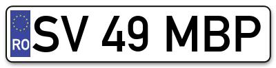 Placuta inmatriculare numar auto  SV-49-MBP, SV 49 MBP, SV49MBP
