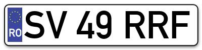 Placuta inmatriculare numar auto  SV-49-RRF, SV 49 RRF, SV49RRF