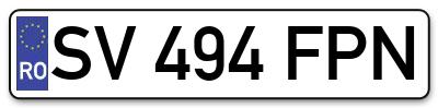 Placuta inmatriculare numar auto  SV-494-FPN, SV 494 FPN, SV494FPN