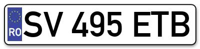 Placuta inmatriculare numar auto  SV-495-ETB, SV 495 ETB, SV495ETB