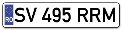 Placuta inmatriculare numar auto  SV-495-RRM, SV 495 RRM, SV495RRM