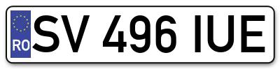 Placuta inmatriculare numar auto  SV-496-IUE, SV 496 IUE, SV496IUE