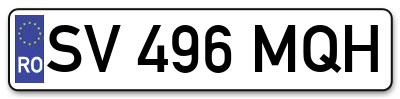 Placuta inmatriculare numar auto  SV-496-MQH, SV 496 MQH, SV496MQH