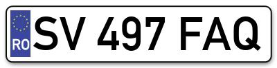 Placuta inmatriculare numar auto  SV-497-FAQ, SV 497 FAQ, SV497FAQ