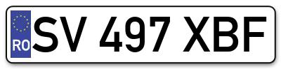 Placuta inmatriculare numar auto  SV-497-XBF, SV 497 XBF, SV497XBF