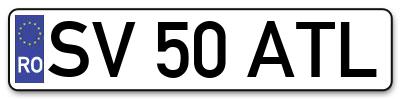 Placuta inmatriculare numar auto  SV-50-ATL, SV 50 ATL, SV50ATL