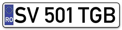 Placuta inmatriculare numar auto  SV-501-TGB, SV 501 TGB, SV501TGB