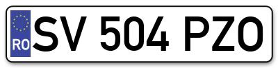 Placuta inmatriculare numar auto  SV-504-PZO, SV 504 PZO, SV504PZO