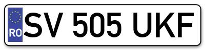 Placuta inmatriculare numar auto  SV-505-UKF, SV 505 UKF, SV505UKF