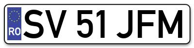 Placuta inmatriculare numar auto  SV-51-JFM, SV 51 JFM, SV51JFM