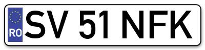 Placuta inmatriculare numar auto  SV-51-NFK, SV 51 NFK, SV51NFK
