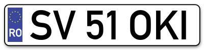 Placuta inmatriculare numar auto  SV-51-OKI, SV 51 OKI, SV51OKI
