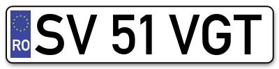Placuta inmatriculare numar auto  SV-51-VGT, SV 51 VGT, SV51VGT