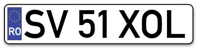 Placuta inmatriculare numar auto  SV-51-XOL, SV 51 XOL, SV51XOL