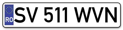 Placuta inmatriculare numar auto  SV-511-WVN, SV 511 WVN, SV511WVN