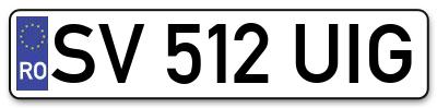 Placuta inmatriculare numar auto  SV-512-UIG, SV 512 UIG, SV512UIG