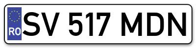 Placuta inmatriculare numar auto  SV-517-MDN, SV 517 MDN, SV517MDN