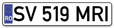 Placuta inmatriculare numar auto  SV-519-MRI, SV 519 MRI, SV519MRI