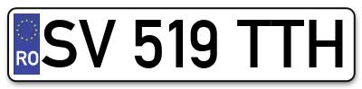 Placuta inmatriculare numar auto  SV-519-TTH, SV 519 TTH, SV519TTH