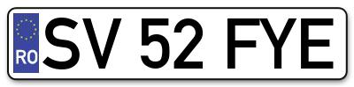 Placuta inmatriculare numar auto  SV-52-FYE, SV 52 FYE, SV52FYE